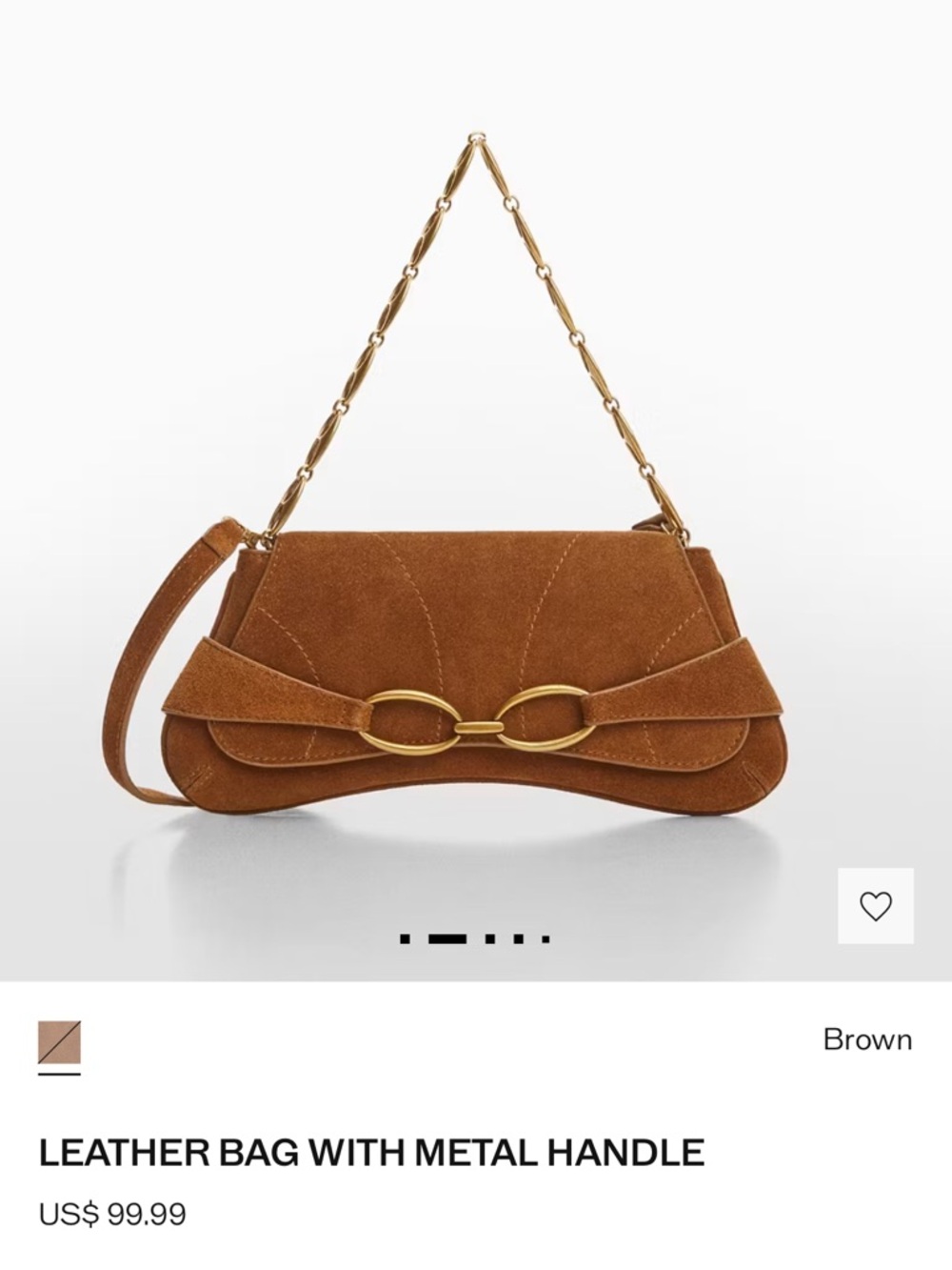 Leather bag with metal handle